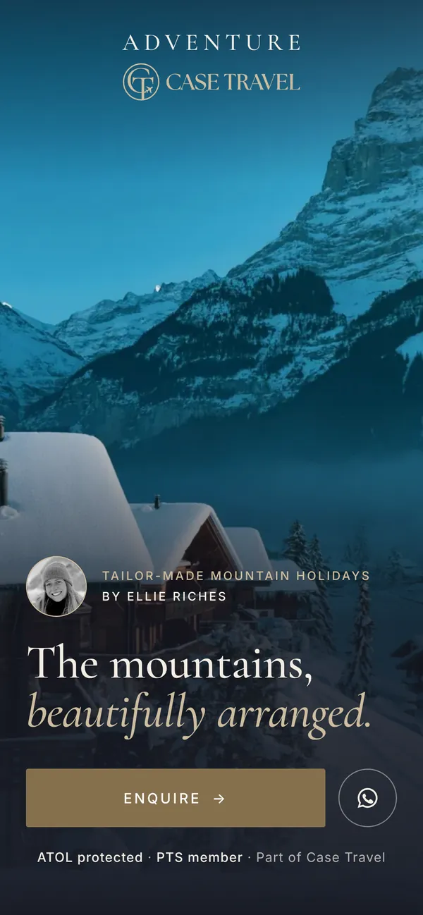 The Adventure by Case Travel homepage on a phone